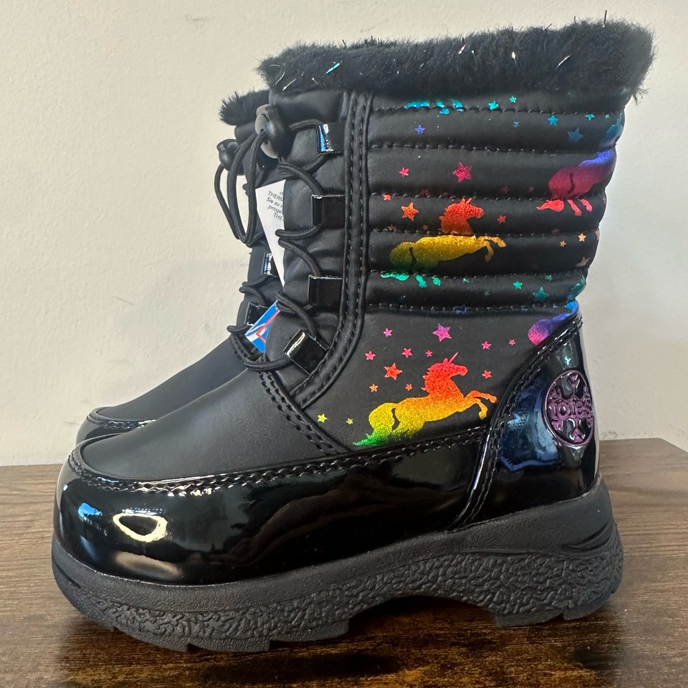 Totes Toddler Girls Reena Black Unicorn Winter Boot NWT Various Sizes